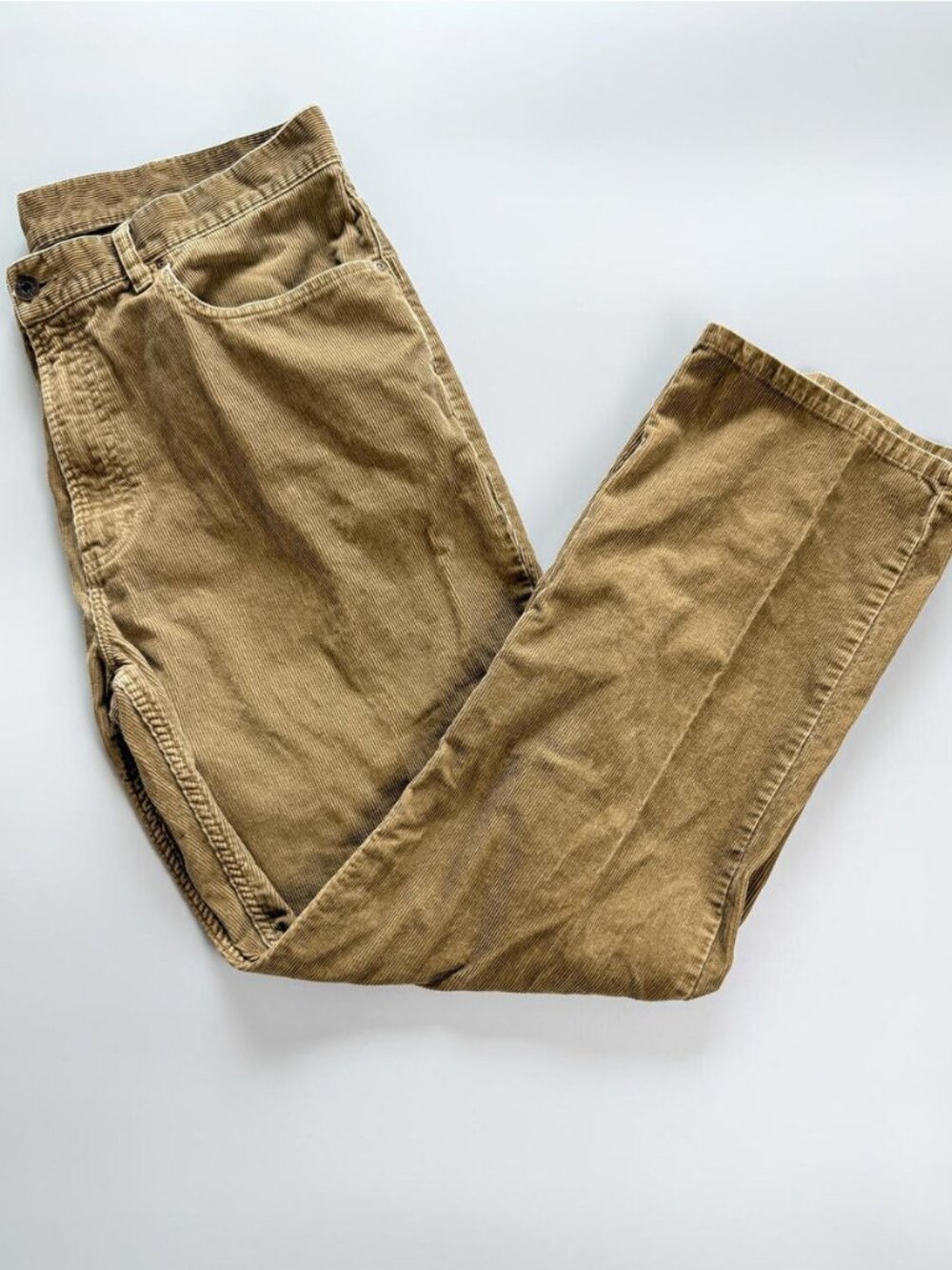 L.L. Bean Corduroy Pants Mens Tan Straight Leg Vintage Trousers 36"